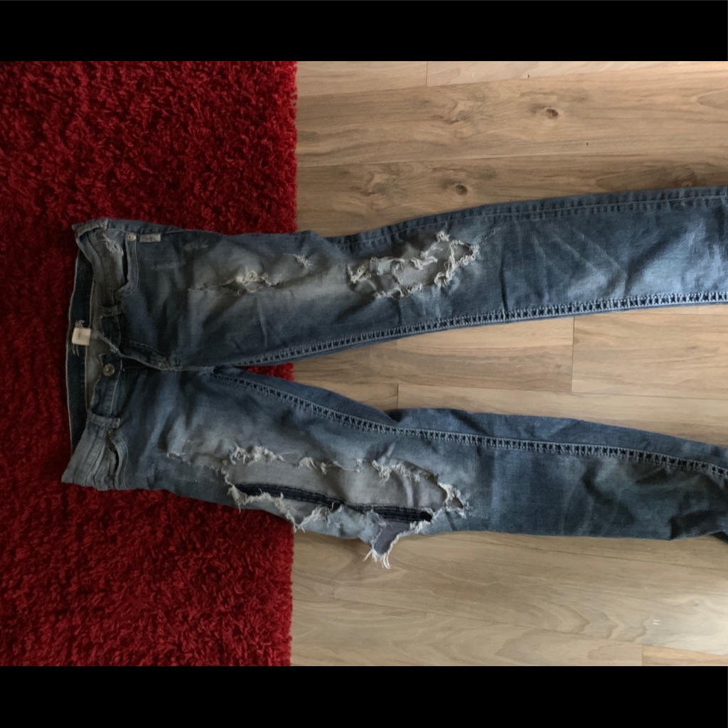 Destroyed Silver Skinny Jeans